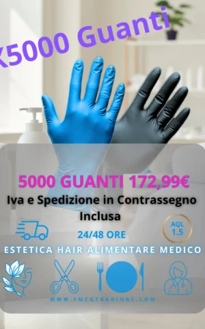 Scorta 5000 guanti nitrile neri e blu Canvas 064