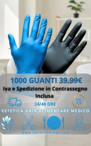 1000 guanti in nitrile monouso neri o blu