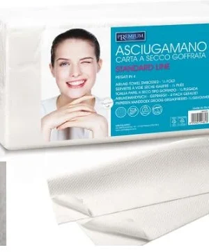 onfezione di asciugamani monouso bianchi goffrati 45x80 cm per saloni di parrucchieri e centri estetici