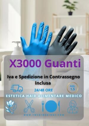 Scorta 3000 guanti nitrile neri e blu Canvas