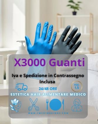 Scorta 3000 guanti nitrile neri e blu Canvas